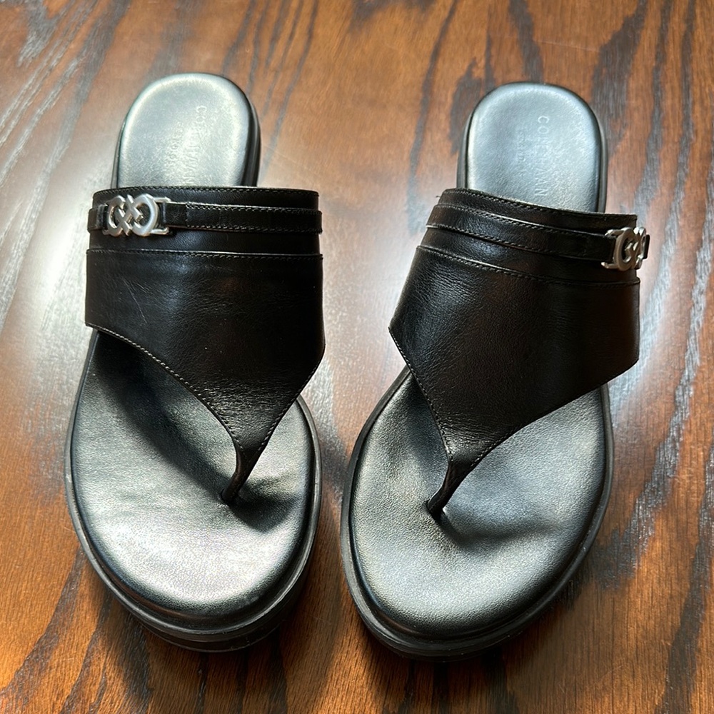 Cole Haan Black Leather Women's Wedge Sandals

Size 7 1/2